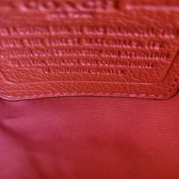 Coach Tangerine Orange Pebbled Leather Crossbody Satchel Purse - Picture 7 of 8